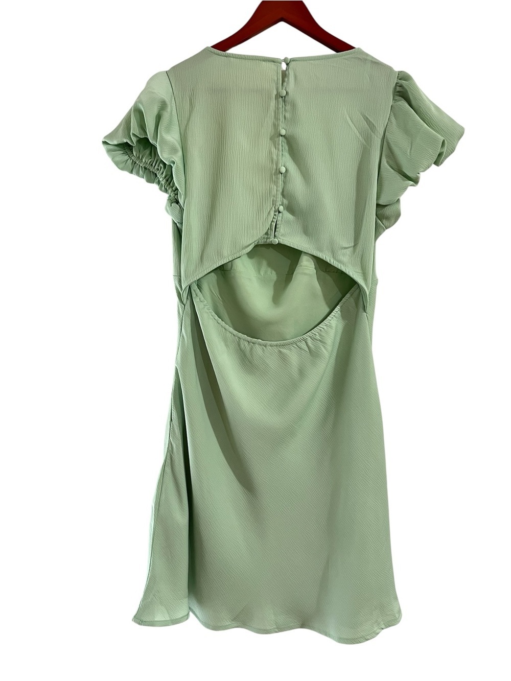 All in Favor Women’s Size US XL Square Neck Puff Sleeve A-Line Mini Dress Green - Picture 4 of 16